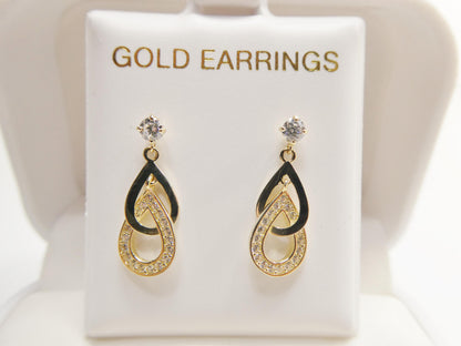 Real 10k Solid Yellow Gold Design Teardrop Push Post Earrings