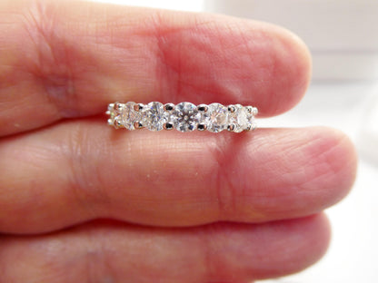 Real 925 Sterling Silver Solitaire Moissanite Anniversary Eternity Ladies Band