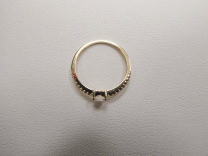 Real 10k Solid Yellow Gold Women's Heart Stone Ring
