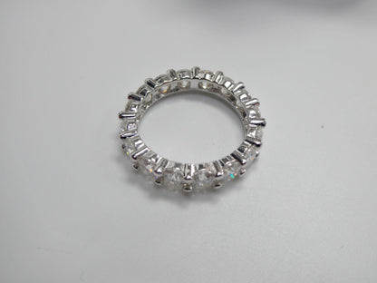 Real 925 Sterling Silver Solitaire Moissanite Anniversary Eternity Ladies Band