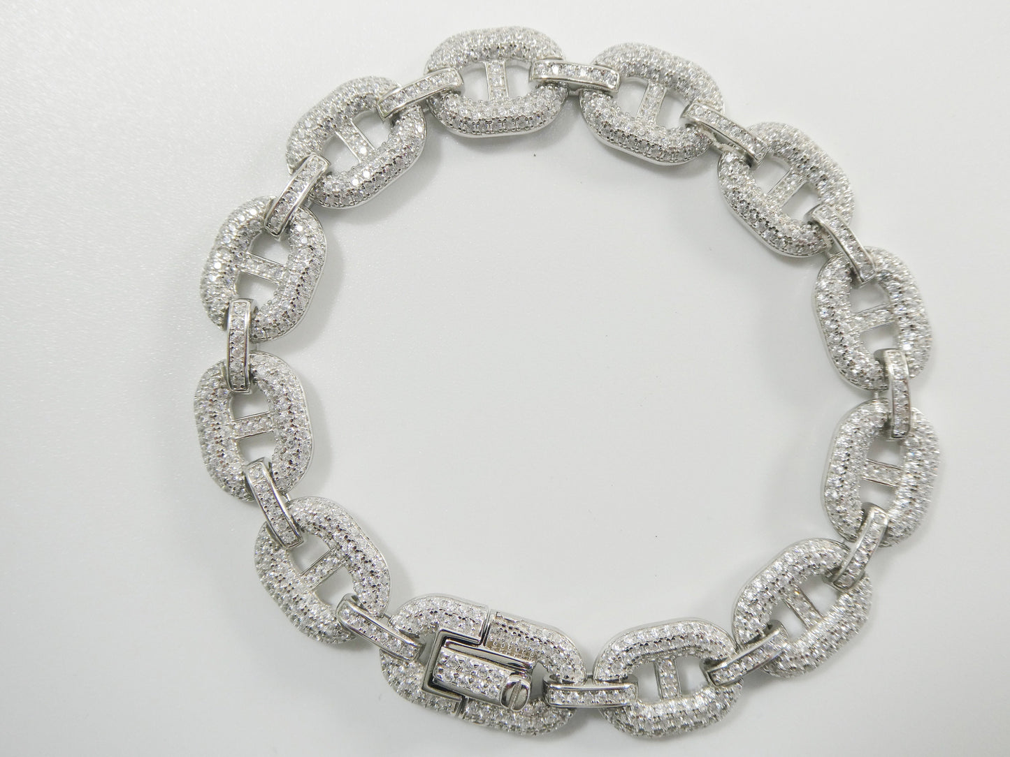 Sterling Silver Mariner Bracelet: 14k Gold Finish, 10mm Wide