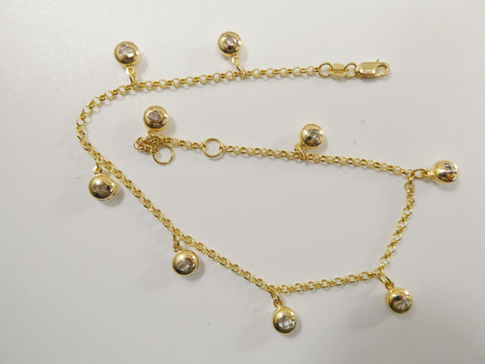real 14k solid yellow gold 9 inch anklet bracelet