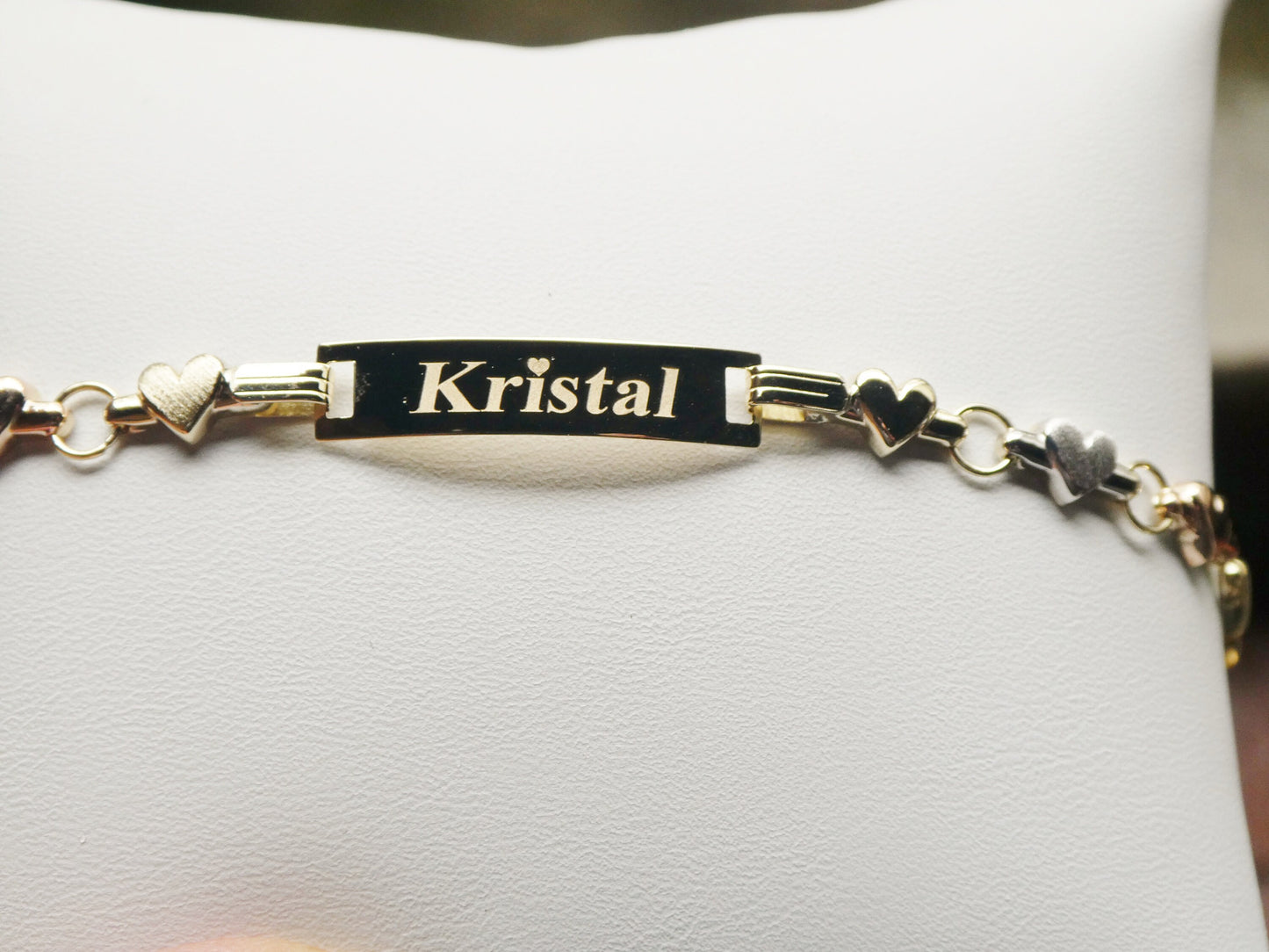 14K real solid yellow gold heart 5.5 inch baby ID bracelet
