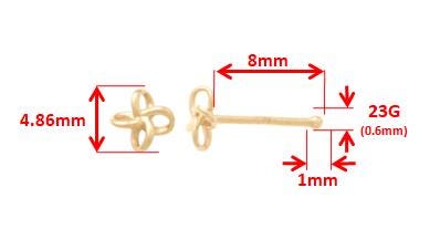 14k Real Solid Yellow Gold Flower Nose Rings