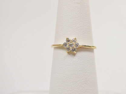 Real 10k Solid Yellow Gold Women's Classic Micro Pave Setting Ring