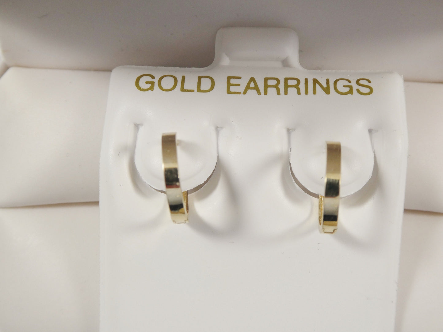real 10k solid yellow gold 11mm high polish plain hoop huggie earrings