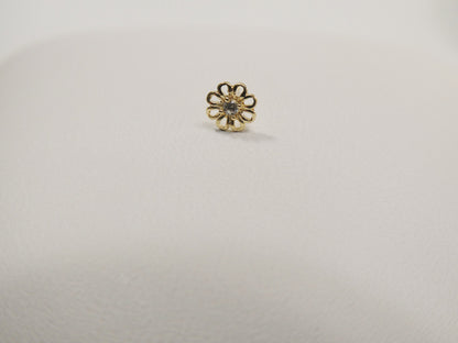 14k Real Solid Yellow Gold Dlower Stud Nose Ring