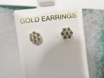 Real 10k Solid Yellow Gold Screw Post Flower Stud Earrings