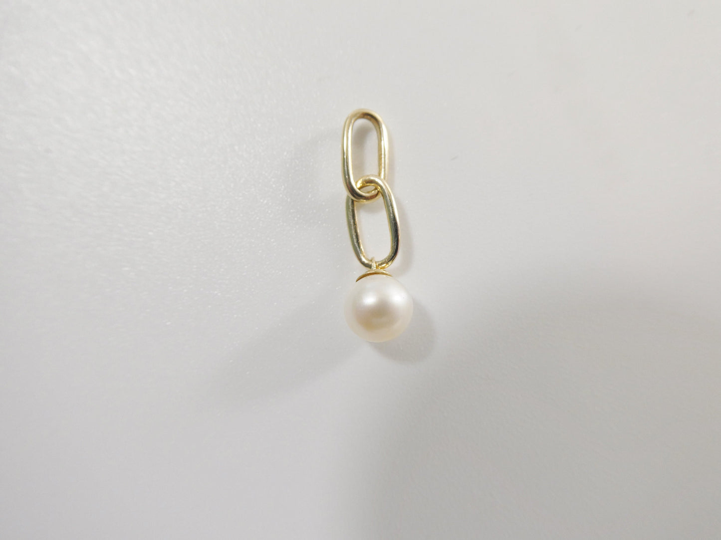 14k real solid yellow gold freshwater pearl pendent and cable necklace