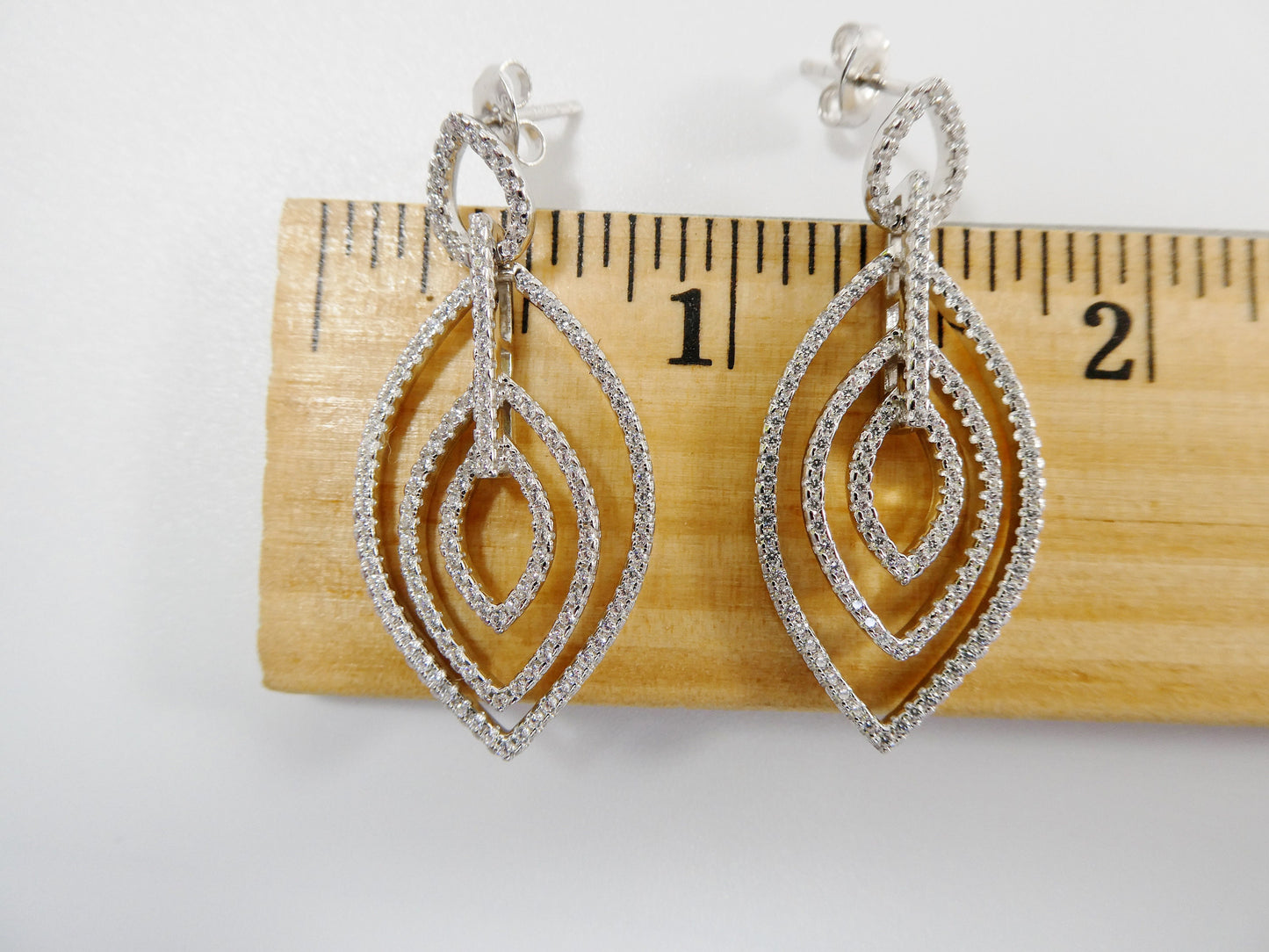 real 925 sterling silver micro pave setting 14k white gold color finish drop earrings