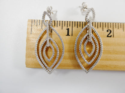 Real 925 Sterling Silver Micro Pave Setting 14k White Gold Color Finish Drop Earrings