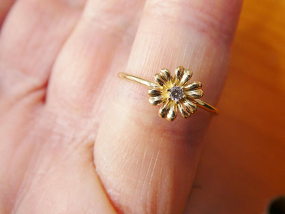 Real 10k Solid Yellow Gold Women's Classic Micro Pave Setting Ring