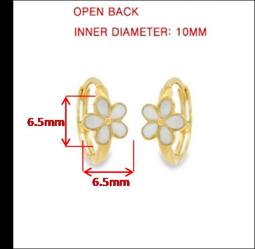 real 10k solid yellow gold enamel designer earrings