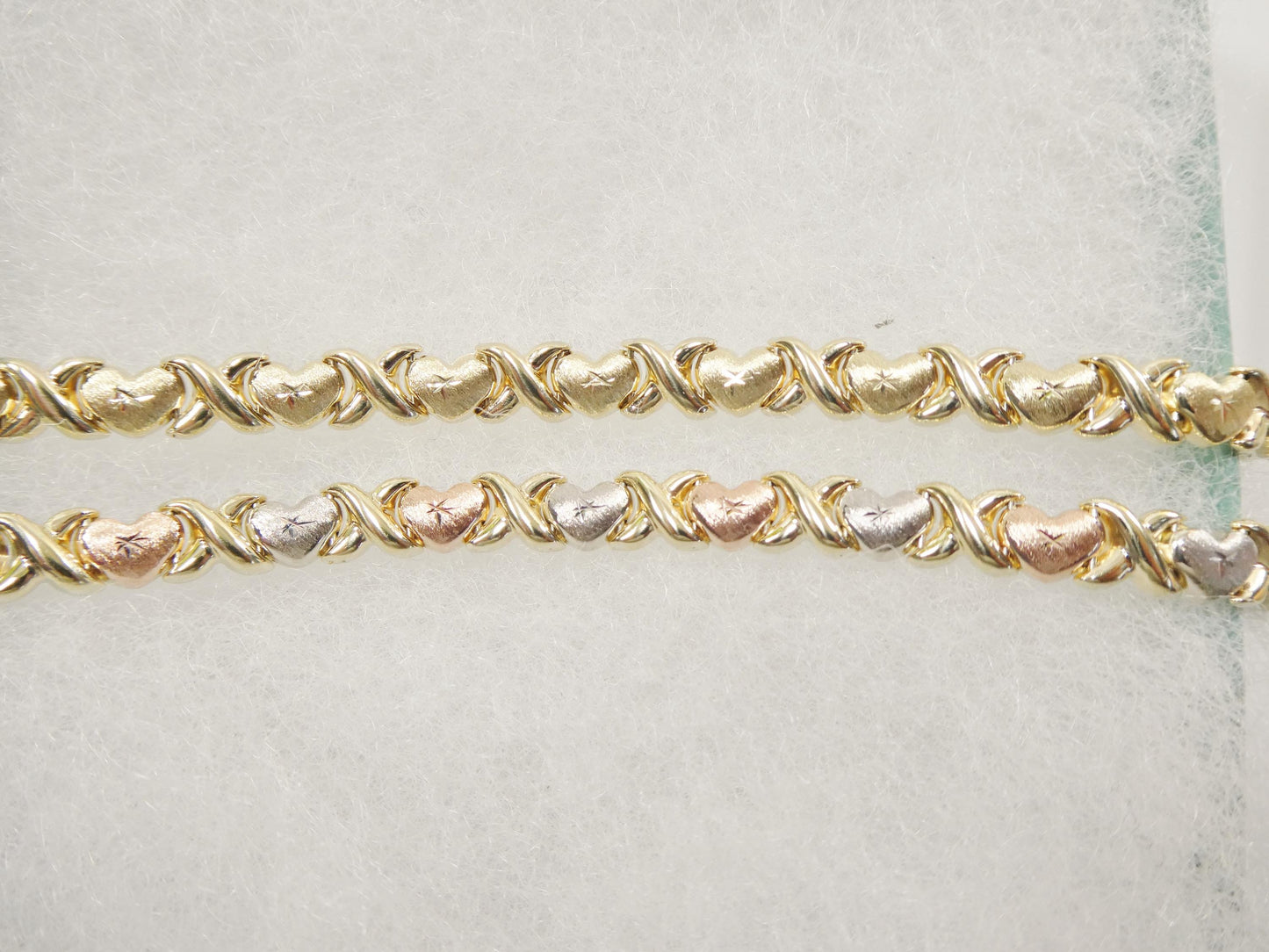 real 10k solid yellow gold 6 inch children/women xo heart bracelet