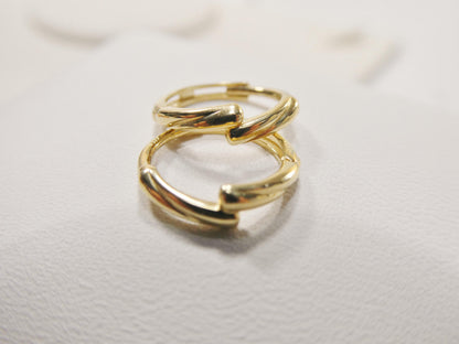 Real 10k Solid Yellow Gold Designer Hoop Huggie Earrings