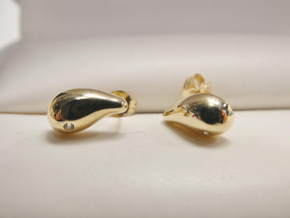 Real 10k Solid Yellow Gold Teardrop Push Post Earrings