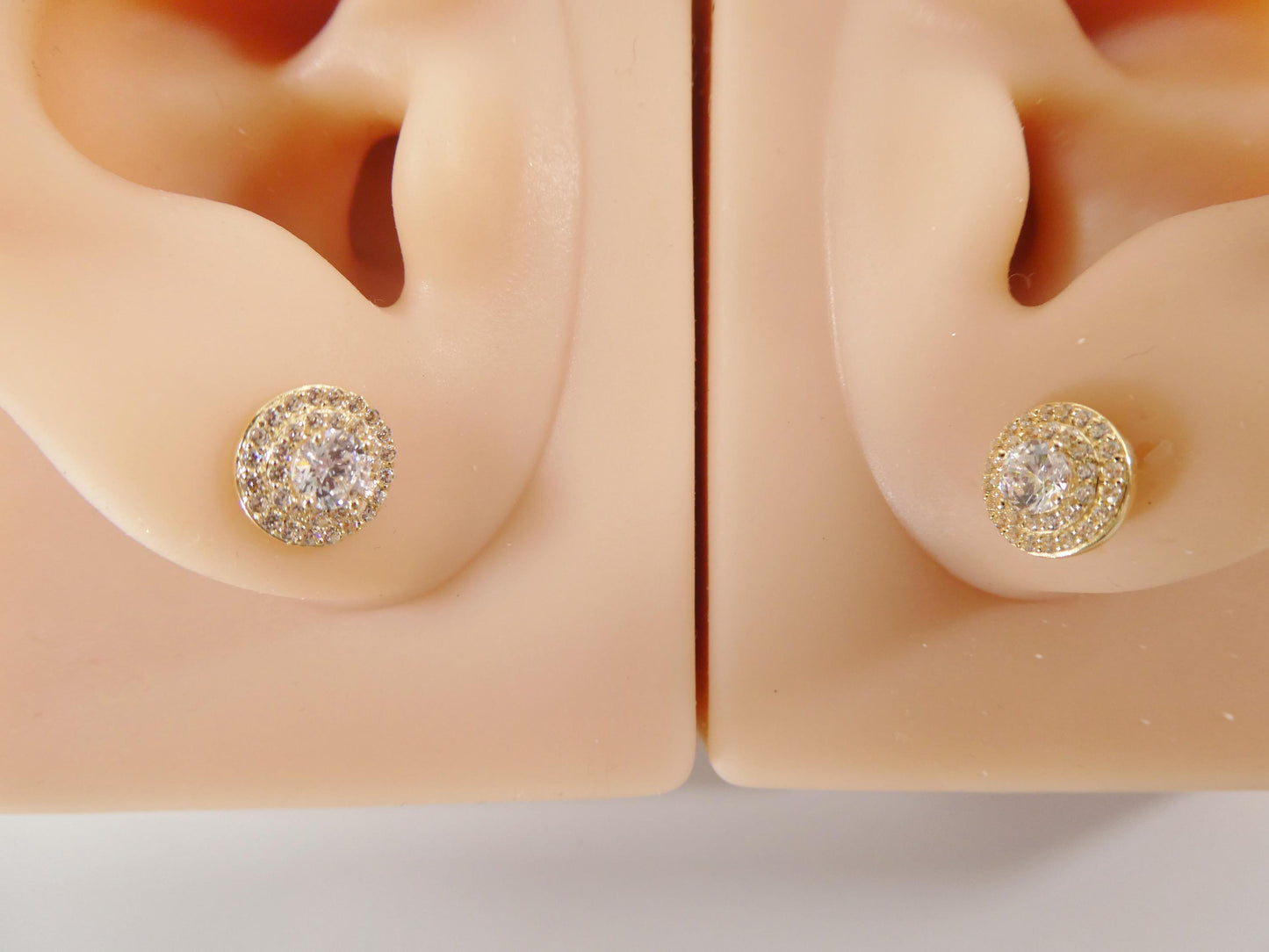 real 10k solid yellow gold round push post men stud earrings
