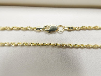 Real 14k Solid Yellow Gold Rope Chain Women Men Necklace