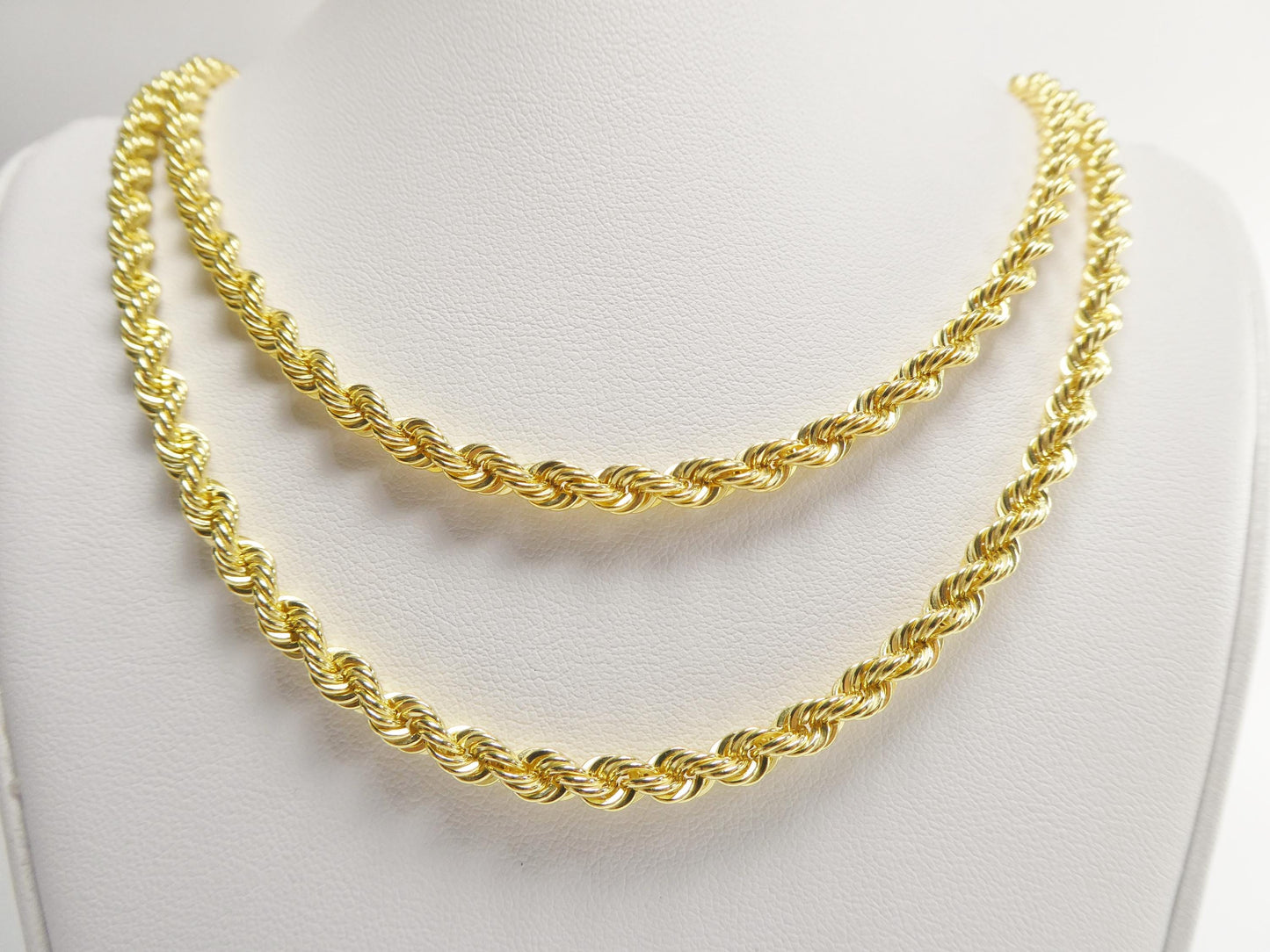 real 925 sterling silver rope chain 4.5mm 14k yellow gold finish