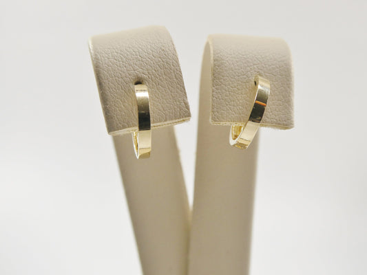 real 10k solid yellow gold 11mm high polish plain hoop huggie earring