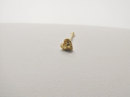 14k Real Solid Yellow Gold Heart Nose Stud Ring