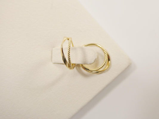 real 10k solid yellow gold designer hoop huggie earrings