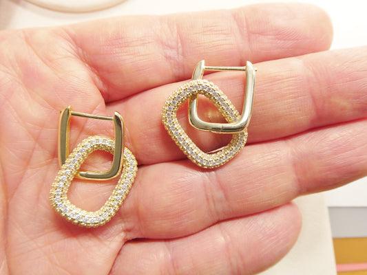 real 925 sterling silver u-shape paperclip earrings
