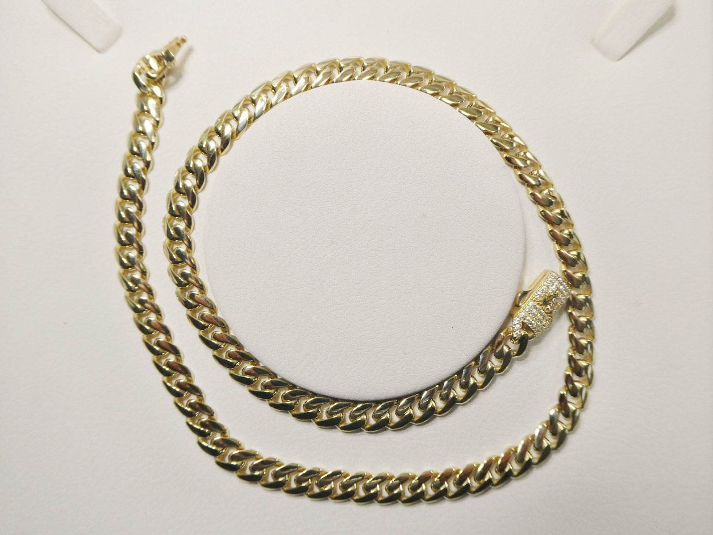 real 10k solid yellow gold 7mm Monaco necklace