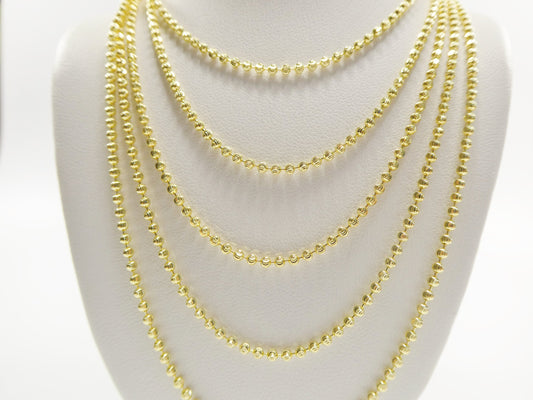 real 2mm 925 sterling silver moon cut chain 14k yellow gold finish
