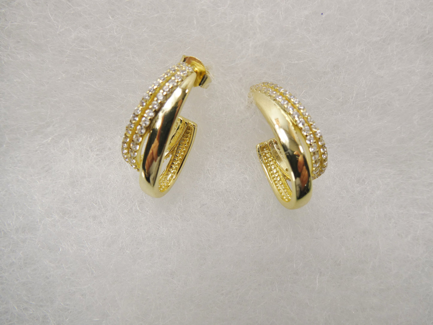 real 925 sterling silver yellow color finish push post earrings