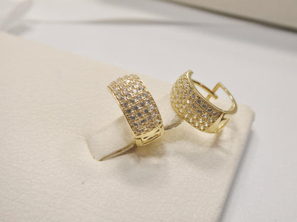 Real 10k Solid Yellow Gold Designer Hoop Huggie Earrings