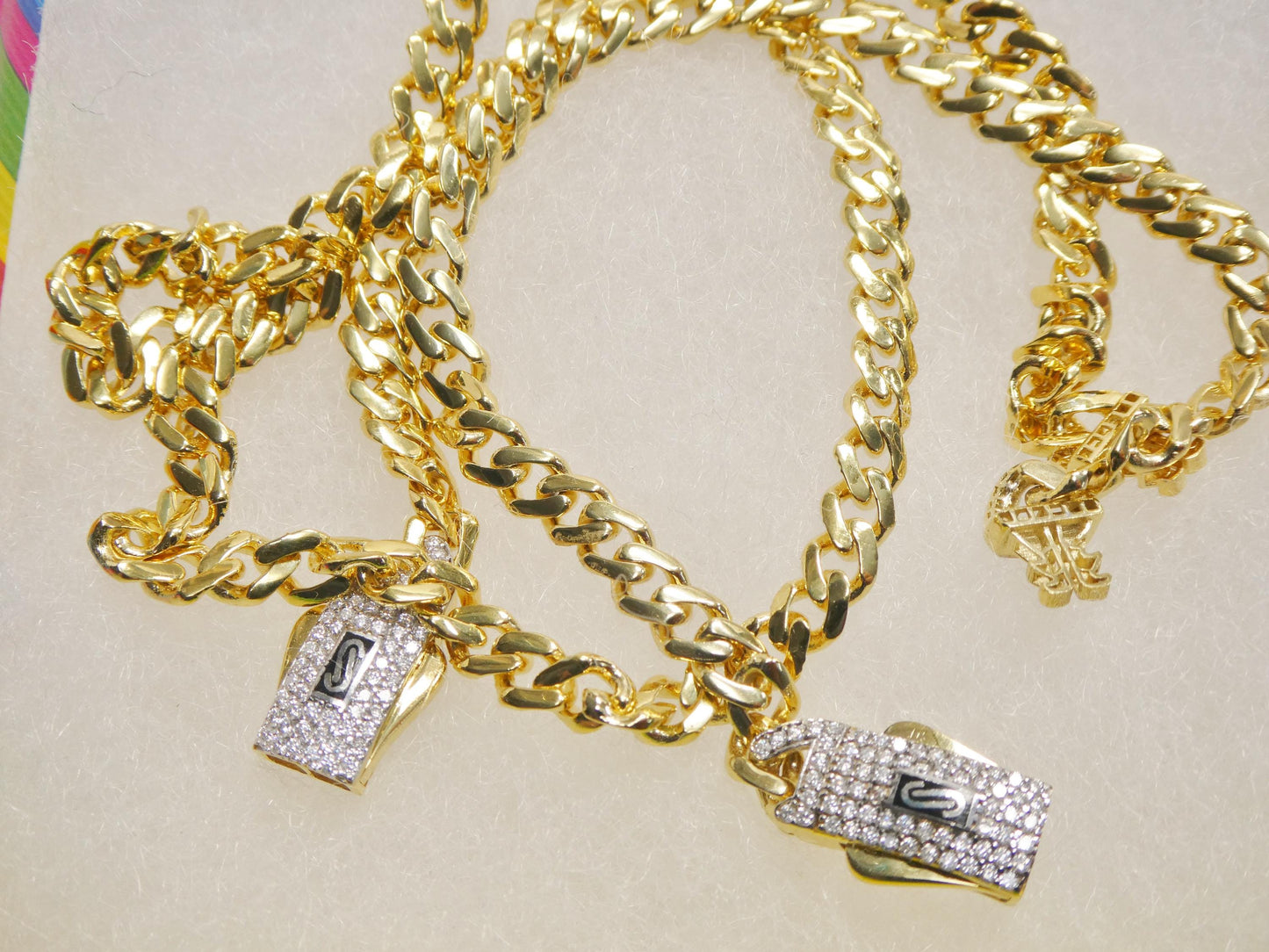 5mm Monaco link chain necklace bracelet moissanite real 925 sterling silver