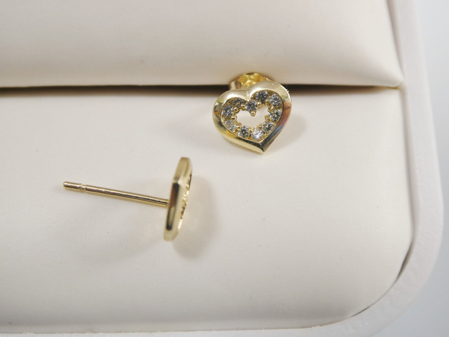 real 10k solid yellow gold small heart push post stud earrings