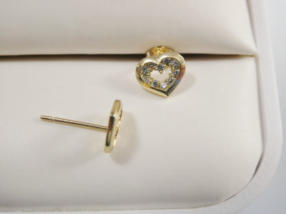 Real 10k Solid Yellow Gold Small Heart Push Post Stud Earrings