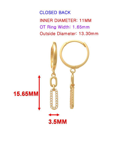 Real 10k Solid Yellow Gold Paperclip Dropping Earrings