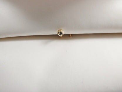 14k Real Solid Yellow Gold Twist Plain Flat Ball Nose Ring