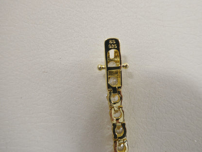 Real 925 Sterling Silver 2.5MM 6.5 INCH Tennis Bracelet 14k Yellow Gold Finish