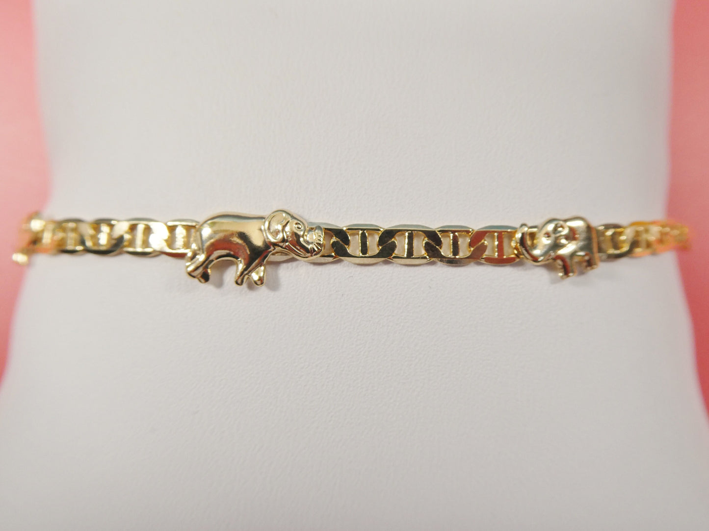 5.5 inch 18k gold filled mariner chain style elephant baby bracelet