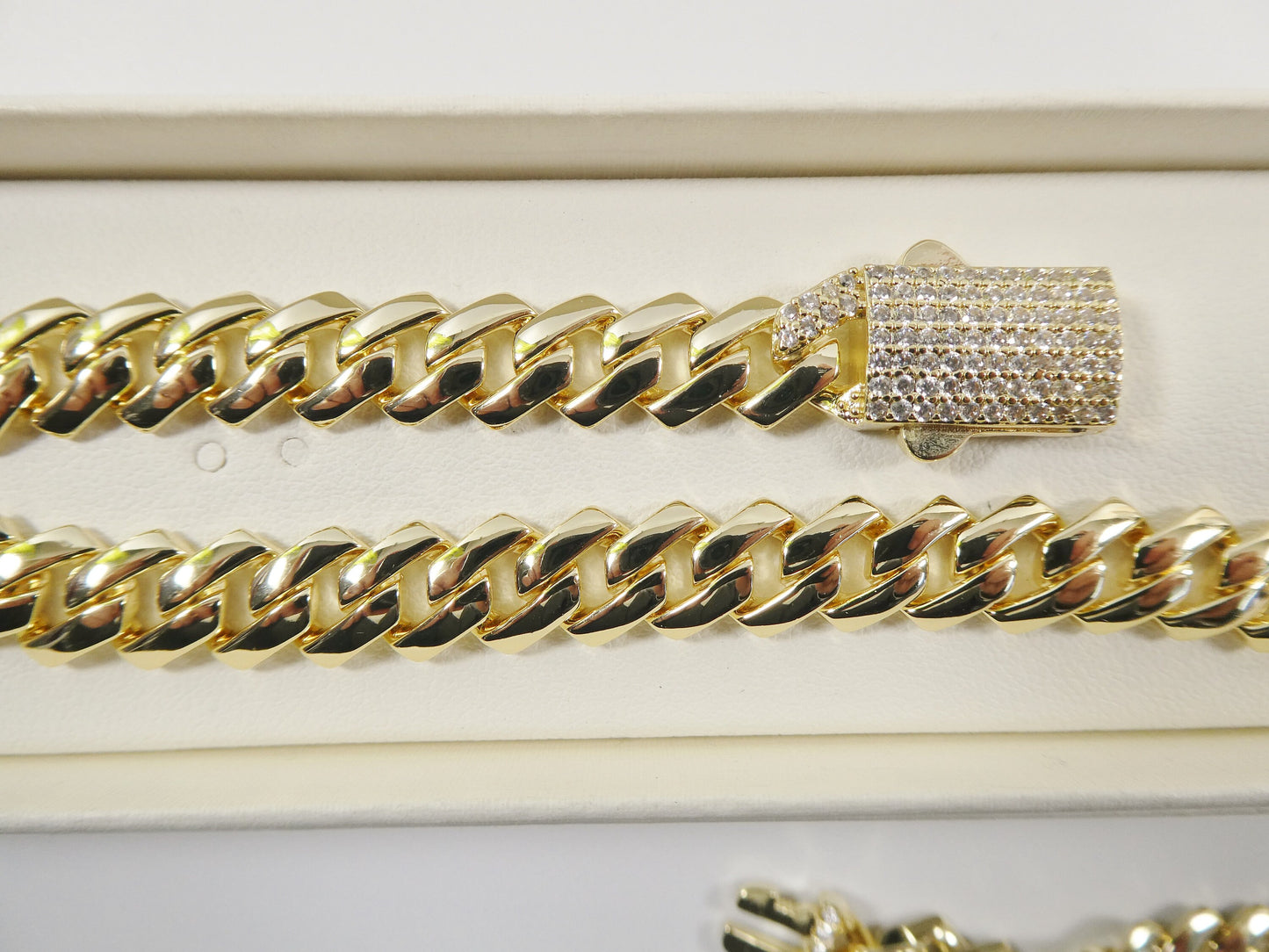 9mm 14k yellow gold filled Monaco bracelet / necklace fancy box lock