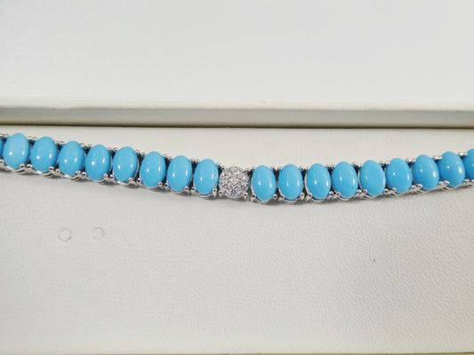 7 inch real 925 sterling silver turquoise tennis bracelet