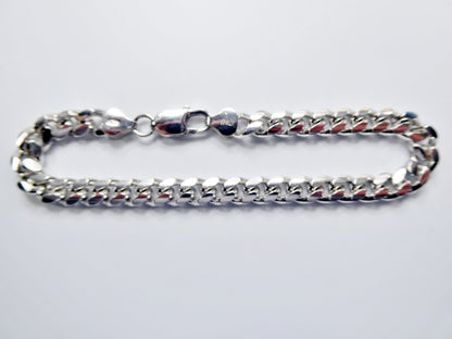 Real 925 Sterling Silver 7mm Solid Link Bracelet