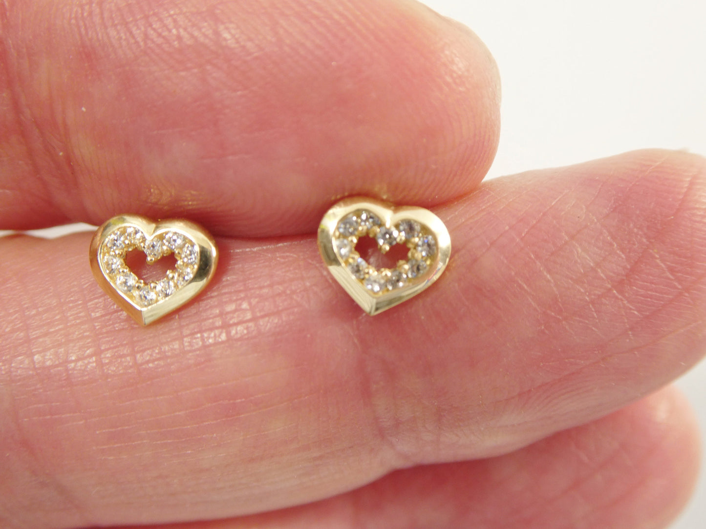 real 10k solid yellow gold small heart push post stud earrings