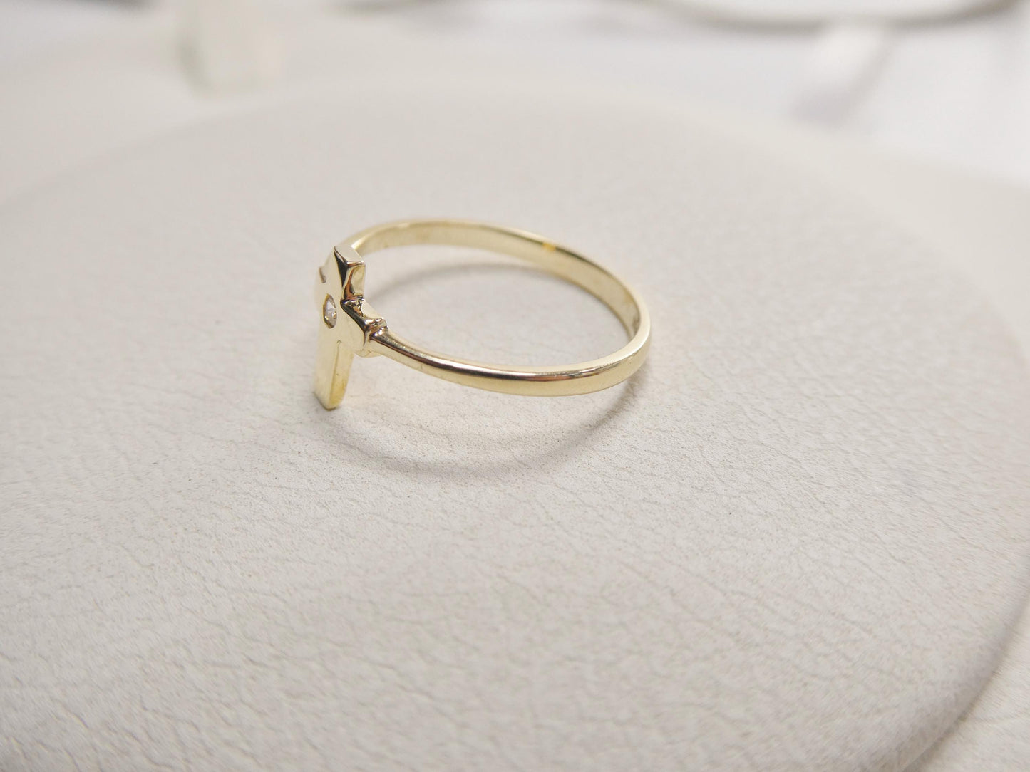 real 10k solid yellow gold cross classic pinky ring
