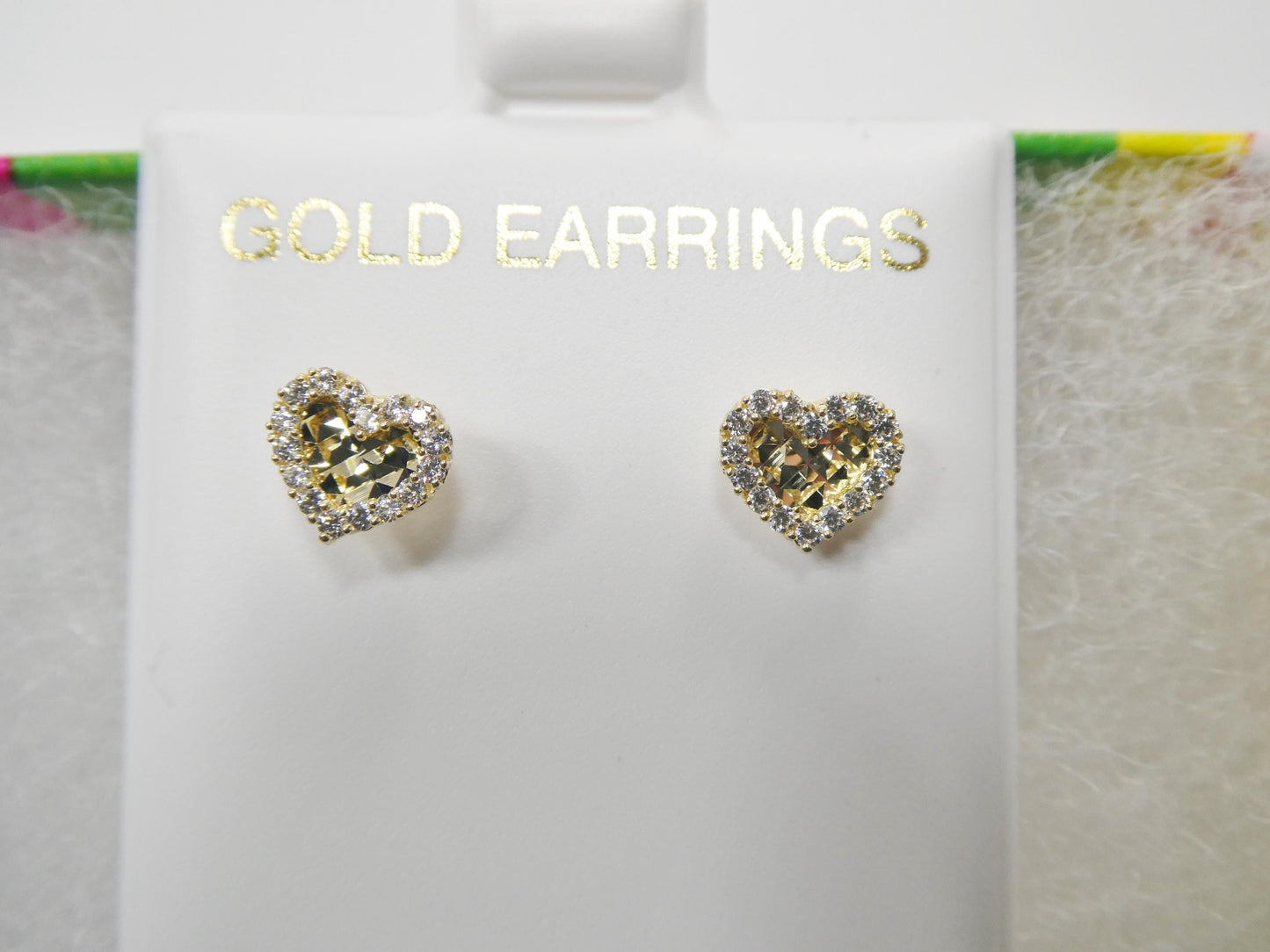 real 10k solid yellow gold heart screw back stud earrings