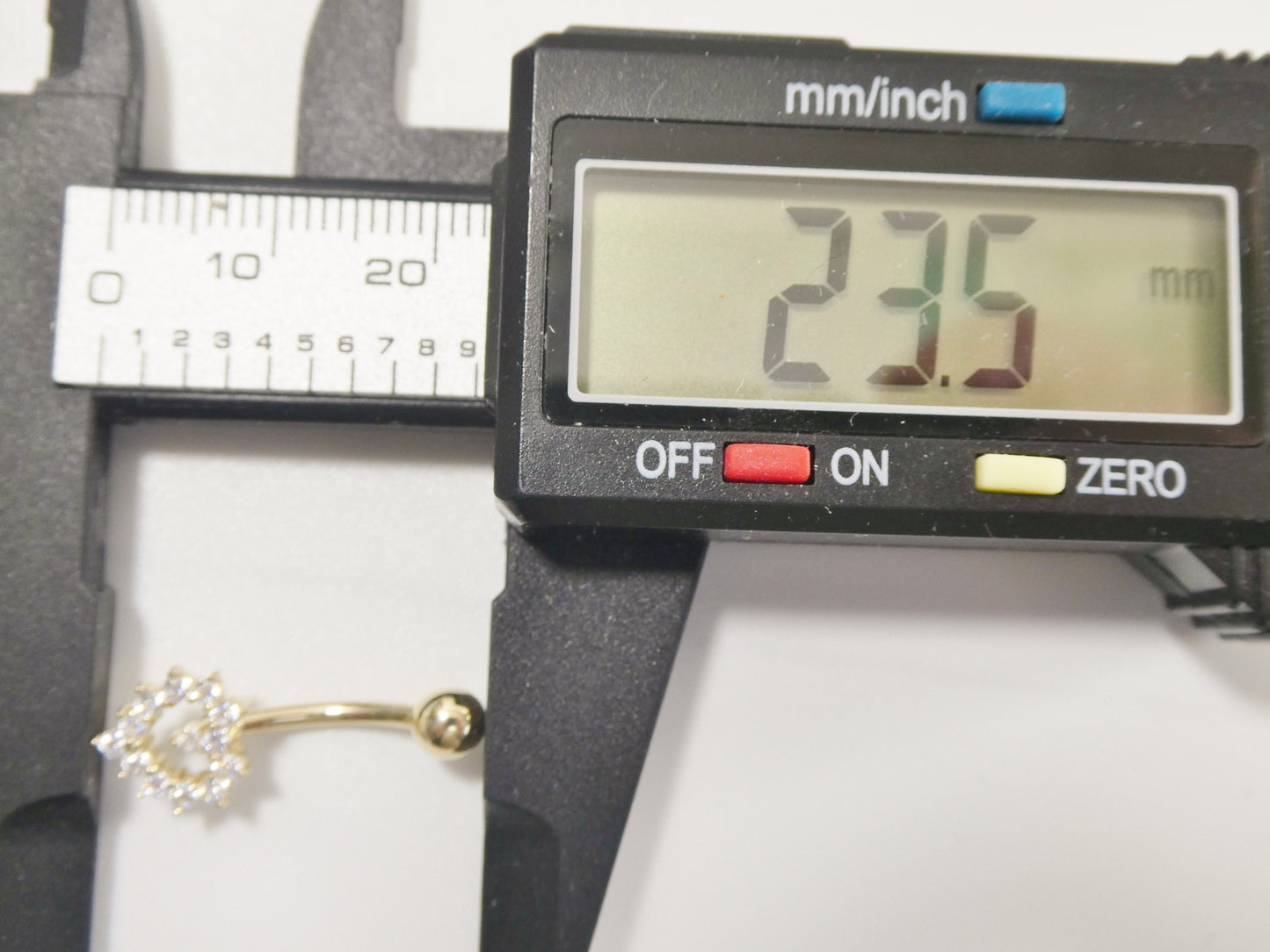 14k real solid yellow gold heart shape belly button ring piercing