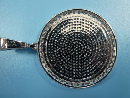 Real Solid 925 Sterling Silver Large Full Ice Circle Pendent