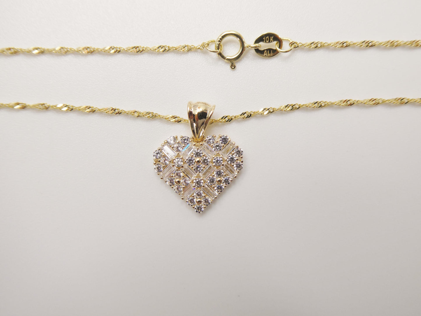 10k real solid yellow gold 16 inch chain and heart pendent set