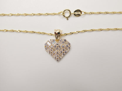 10k Real Solid Yellow Gold 16 Inch Chain & Heart Pendent Set