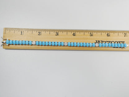 7 Inch Real 925 Sterling Silver Turquoise Tennis Bracelet