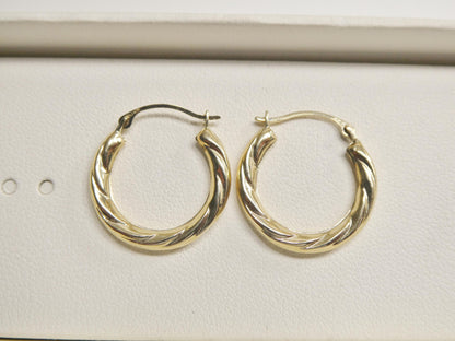10k Real Solid Yellow Gold 18MM Classic Design Hoop Earrings